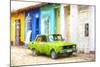 Cuba Painting - Lime-Philippe Hugonnard-Mounted Art Print