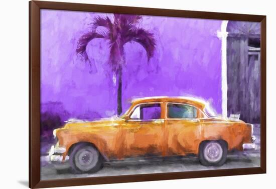 Cuba Painting - Orange Chevrolet-Philippe Hugonnard-Framed Art Print