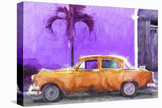 Cuba Painting - Orange Chevrolet-Philippe Hugonnard-Stretched Canvas