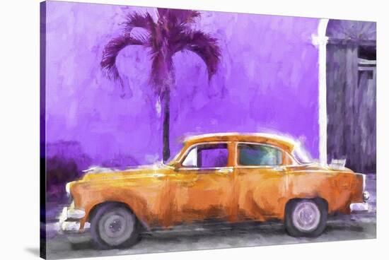 Cuba Painting - Orange Chevrolet-Philippe Hugonnard-Stretched Canvas