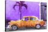 Cuba Painting - Orange Chevrolet-Philippe Hugonnard-Stretched Canvas