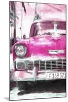 Cuba Painting - Pink Chevy-Philippe Hugonnard-Mounted Art Print