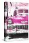 Cuba Painting - Pink Chevy-Philippe Hugonnard-Stretched Canvas