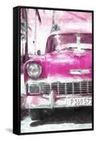 Cuba Painting - Pink Chevy-Philippe Hugonnard-Framed Stretched Canvas