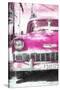 Cuba Painting - Pink Chevy-Philippe Hugonnard-Stretched Canvas