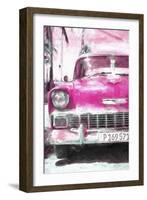 Cuba Painting - Pink Chevy-Philippe Hugonnard-Framed Art Print