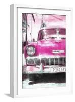 Cuba Painting - Pink Chevy-Philippe Hugonnard-Framed Art Print
