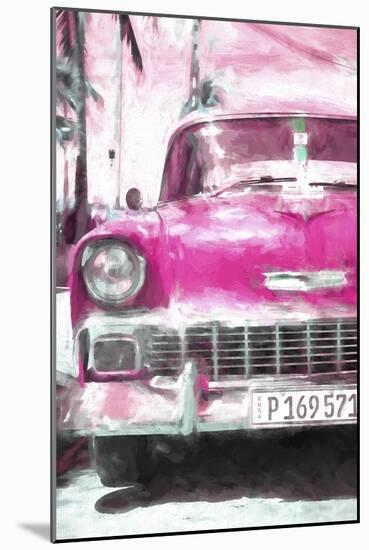 Cuba Painting - Pink Chevy-Philippe Hugonnard-Mounted Art Print