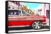 Cuba Painting - Red Cadillac-Philippe Hugonnard-Framed Stretched Canvas