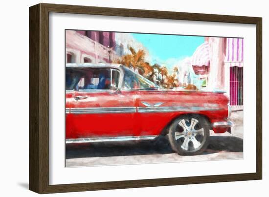 Cuba Painting - Red Cadillac-Philippe Hugonnard-Framed Art Print