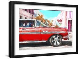 Cuba Painting - Red Cadillac-Philippe Hugonnard-Framed Art Print