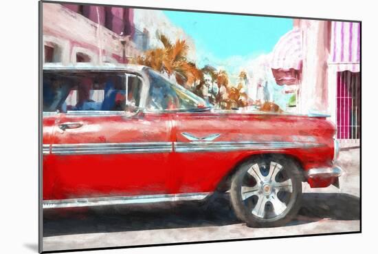 Cuba Painting - Red Cadillac-Philippe Hugonnard-Mounted Art Print