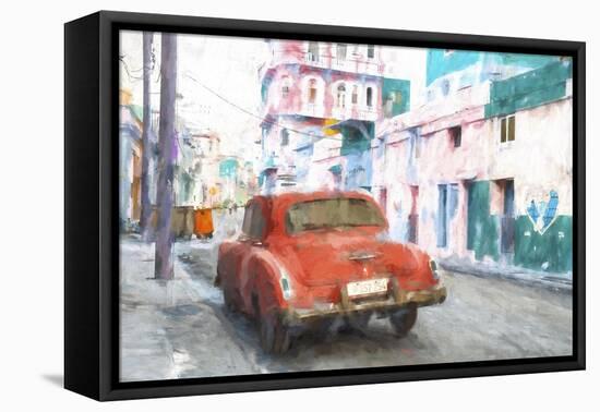 Cuba Painting - Red Chevrolet-Philippe Hugonnard-Framed Stretched Canvas