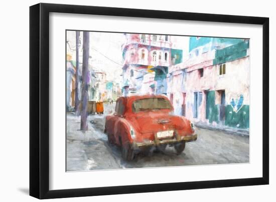 Cuba Painting - Red Chevrolet-Philippe Hugonnard-Framed Art Print