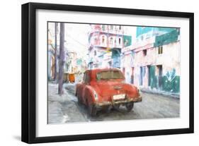 Cuba Painting - Red Chevrolet-Philippe Hugonnard-Framed Art Print