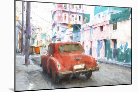 Cuba Painting - Red Chevrolet-Philippe Hugonnard-Mounted Art Print