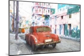 Cuba Painting - Red Chevrolet-Philippe Hugonnard-Mounted Art Print