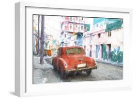 Cuba Painting - Red Chevrolet-Philippe Hugonnard-Framed Premium Giclee Print