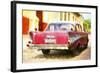 Cuba Painting - Red Chevy-Philippe Hugonnard-Framed Art Print