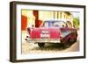Cuba Painting - Red Chevy-Philippe Hugonnard-Framed Art Print