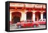 Cuba Painting - Red Havana-Philippe Hugonnard-Framed Stretched Canvas