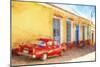 Cuba Painting - Red Line-Philippe Hugonnard-Mounted Premium Giclee Print