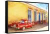 Cuba Painting - Red Line-Philippe Hugonnard-Framed Stretched Canvas