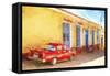 Cuba Painting - Red Line-Philippe Hugonnard-Framed Stretched Canvas