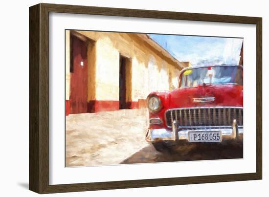 Cuba Painting - Red Taxi-Philippe Hugonnard-Framed Art Print