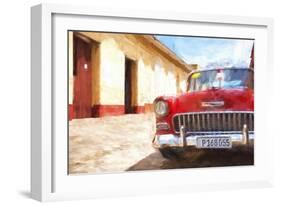 Cuba Painting - Red Taxi-Philippe Hugonnard-Framed Art Print