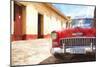 Cuba Painting - Red Taxi-Philippe Hugonnard-Mounted Art Print