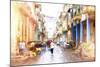 Cuba Painting - Street Atmosphere-Philippe Hugonnard-Mounted Art Print