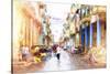 Cuba Painting - Street Atmosphere-Philippe Hugonnard-Stretched Canvas