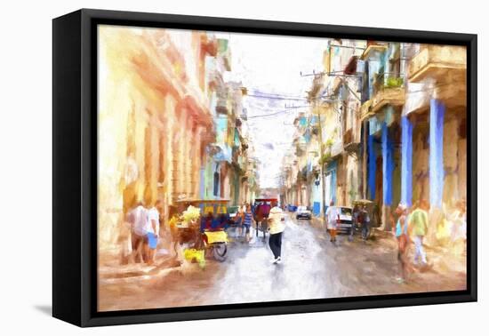 Cuba Painting - Street Atmosphere-Philippe Hugonnard-Framed Stretched Canvas