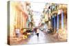 Cuba Painting - Street Atmosphere-Philippe Hugonnard-Stretched Canvas