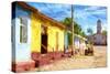 Cuba Painting - Sunday Morning-Philippe Hugonnard-Stretched Canvas