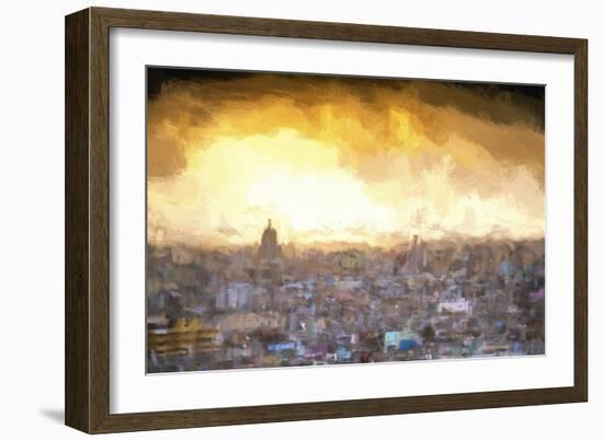 Cuba Painting - Sunset over the city of Havana-Philippe Hugonnard-Framed Art Print