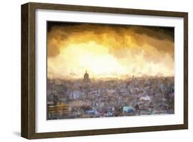 Cuba Painting - Sunset over the city of Havana-Philippe Hugonnard-Framed Art Print