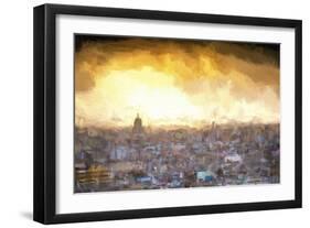 Cuba Painting - Sunset over the city of Havana-Philippe Hugonnard-Framed Art Print