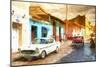 Cuba Painting - Sunset Street-Philippe Hugonnard-Mounted Premium Giclee Print