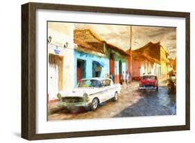 Cuba Painting - Sunset Street-Philippe Hugonnard-Framed Art Print