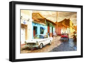 Cuba Painting - Sunset Street-Philippe Hugonnard-Framed Art Print