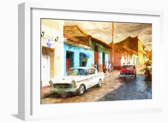 Cuba Painting - Sunset Street-Philippe Hugonnard-Framed Art Print