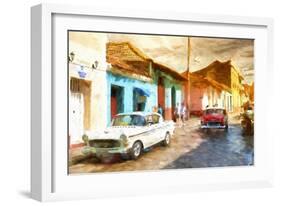 Cuba Painting - Sunset Street-Philippe Hugonnard-Framed Art Print