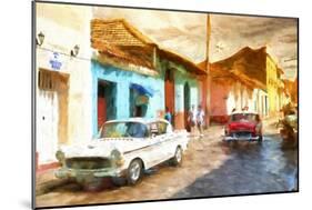 Cuba Painting - Sunset Street-Philippe Hugonnard-Mounted Art Print