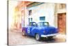 Cuba Painting - Taxi Pontiac-Philippe Hugonnard-Stretched Canvas