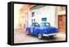 Cuba Painting - Taxi Pontiac-Philippe Hugonnard-Framed Stretched Canvas