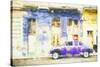 Cuba Painting - Touch of Purple to Havana-Philippe Hugonnard-Stretched Canvas