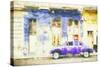 Cuba Painting - Touch of Purple to Havana-Philippe Hugonnard-Stretched Canvas