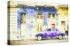 Cuba Painting - Touch of Purple to Havana-Philippe Hugonnard-Stretched Canvas